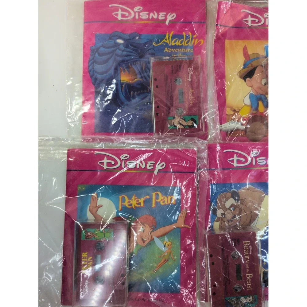 VTG LOT 8🩷Disney Childrens Read Along Listen Books+Cassette Tapes LowTech Audio